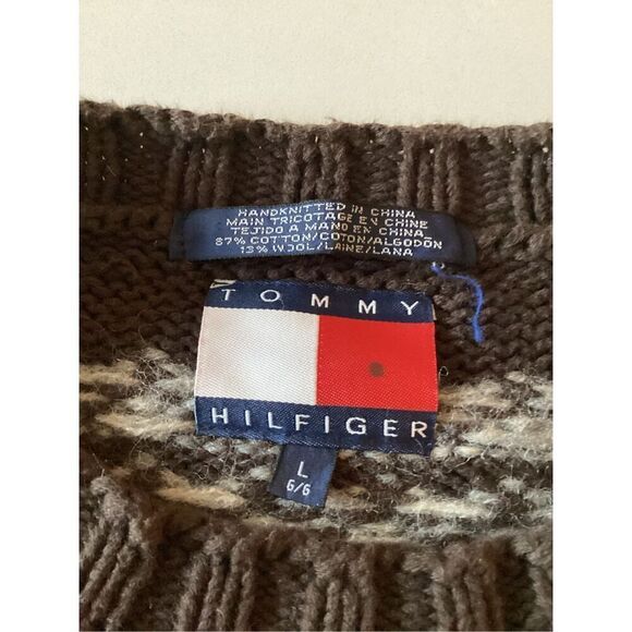 Tommy Hilfiger Mens Hand-knitted Chunky Sweater Sz L Vintage - Picture 5 of 7